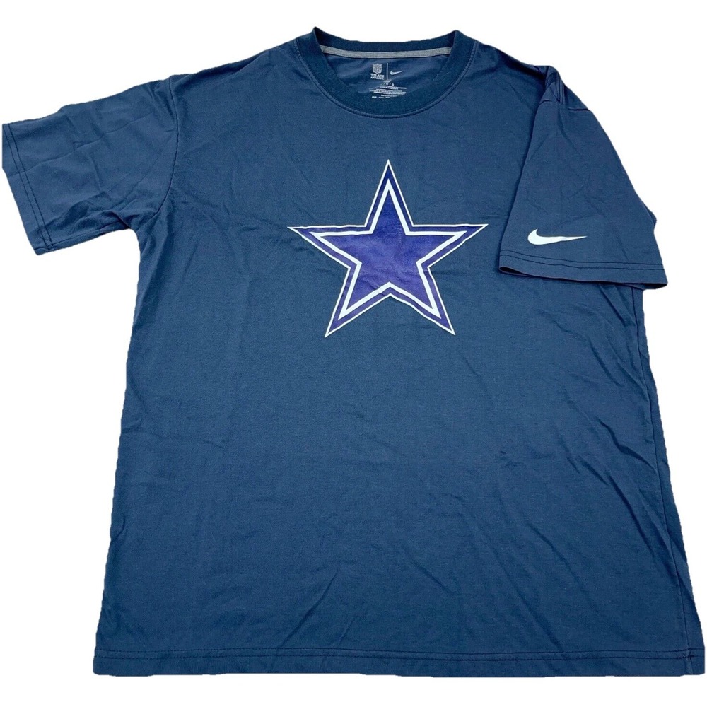 Dallas Cowboys Shirt Men Large Blue White Tee Nike Big Star Logo Adult Plain *